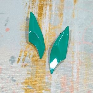 80's Vintage Teal statement clip on earrings